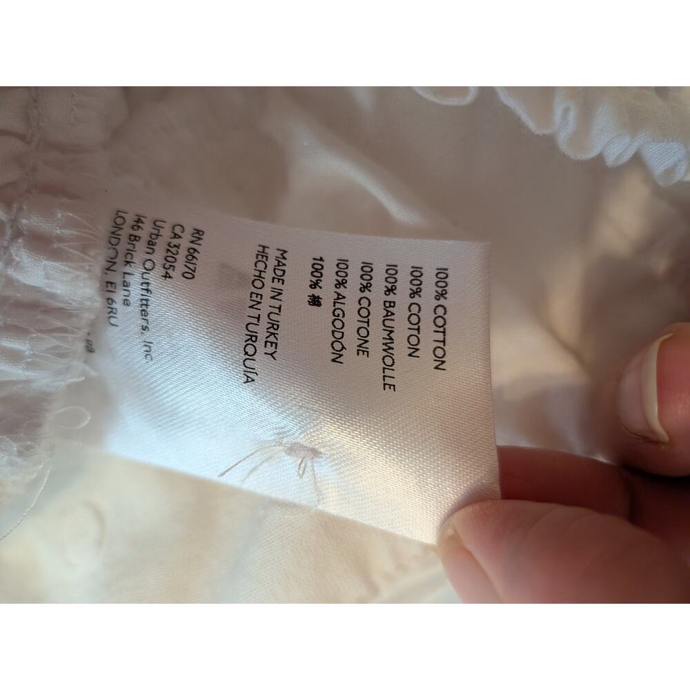 Maeve by Anthropologie White Textured Balloon Sleeve Blouse Size 0 Cropped - Picture 4 of 8